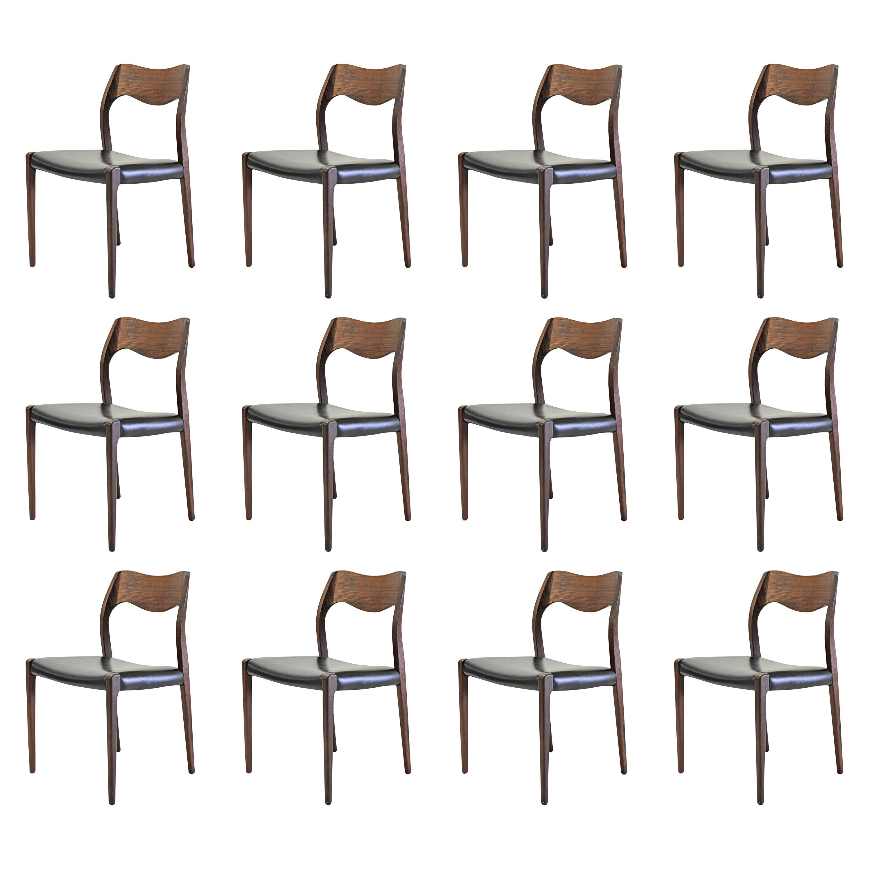 1960s Niels Otto Møller Twelve Teak Dining Chairs, Inc. Reupholstery