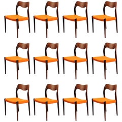Niels Otto Moller Set of 12 Restored Rosewood Dining Chairs - Custom Upholstery
