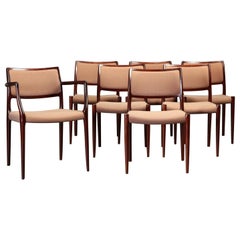 1960s Niels Otto Moller Set of Seven Dining Chairs in Mahogany Inc. Reupholstery