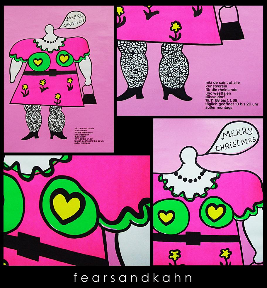 Rare original 1968 promotional poster for the Niki de Saint Phalle exhibition at the Kunstverein, Dusseldorf.

First edition color offset lithograph.

Rolled.

Measures: H 80cm x W 60cm.