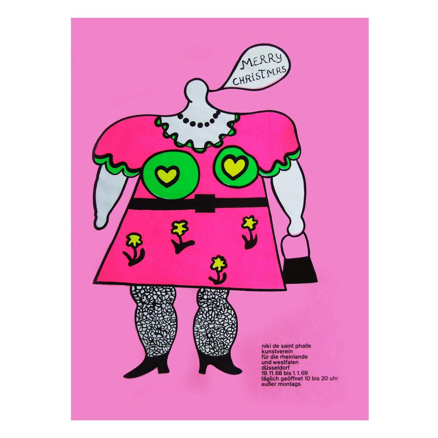 Mid-Century Modern 1960s Niki de Saint Phalle Pop Art Exhibition Poster Christmas For Sale