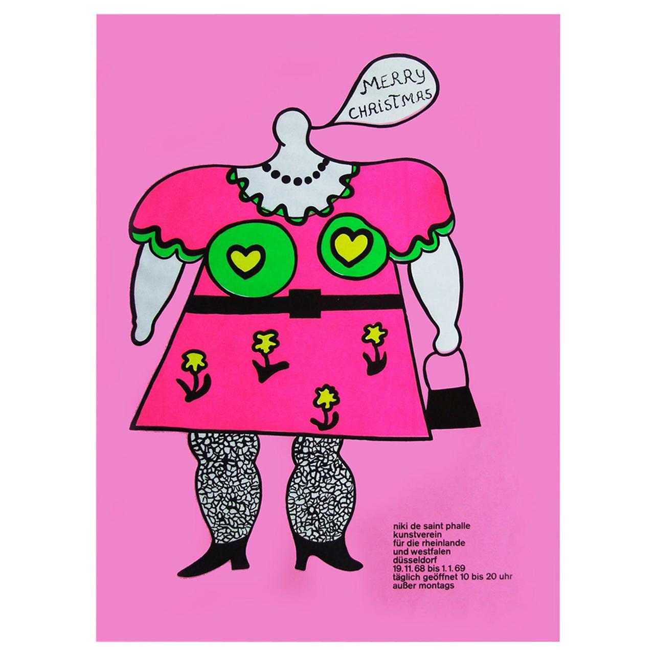 1960s Niki de Saint Phalle Pop Art Exhibition Poster Christmas For Sale