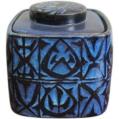 1960s Nils Thorsson Scandinavian Blue Ceramic Box for Royal Copenhagen