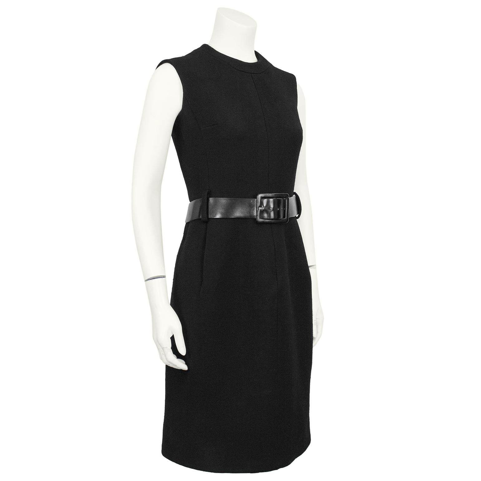 Nero Abito e cappotto in lana nera di Nina Ricci degli anni '60 in vendita