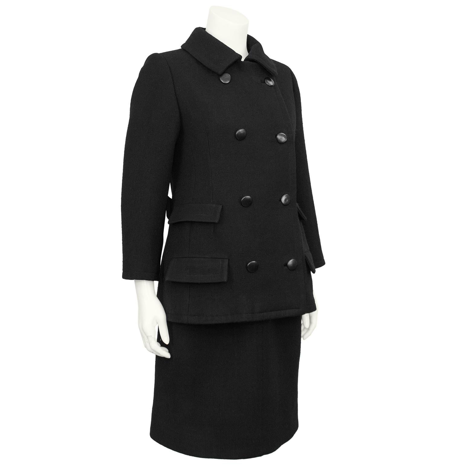 Abito e cappotto in lana nera di Nina Ricci degli anni '60 In condizioni buone in vendita a Toronto, Ontario