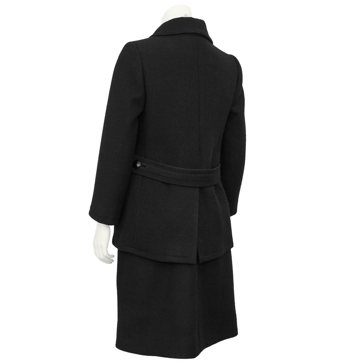 Abito e cappotto in lana nera di Nina Ricci degli anni '60 in vendita 1