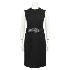Abito e cappotto in lana nera di Nina Ricci degli anni '60