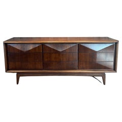 Used 1960s Nine Drawer Diamond Triple Dresser Style Monteverdi & Young Cal Mode Calif