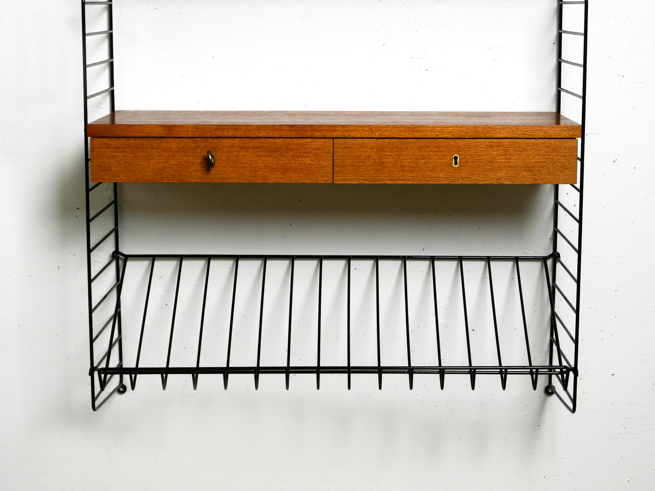 1960s Nisse Strinning Teak String Shelf with Drawers, Newspaper Rack and Shelves 6