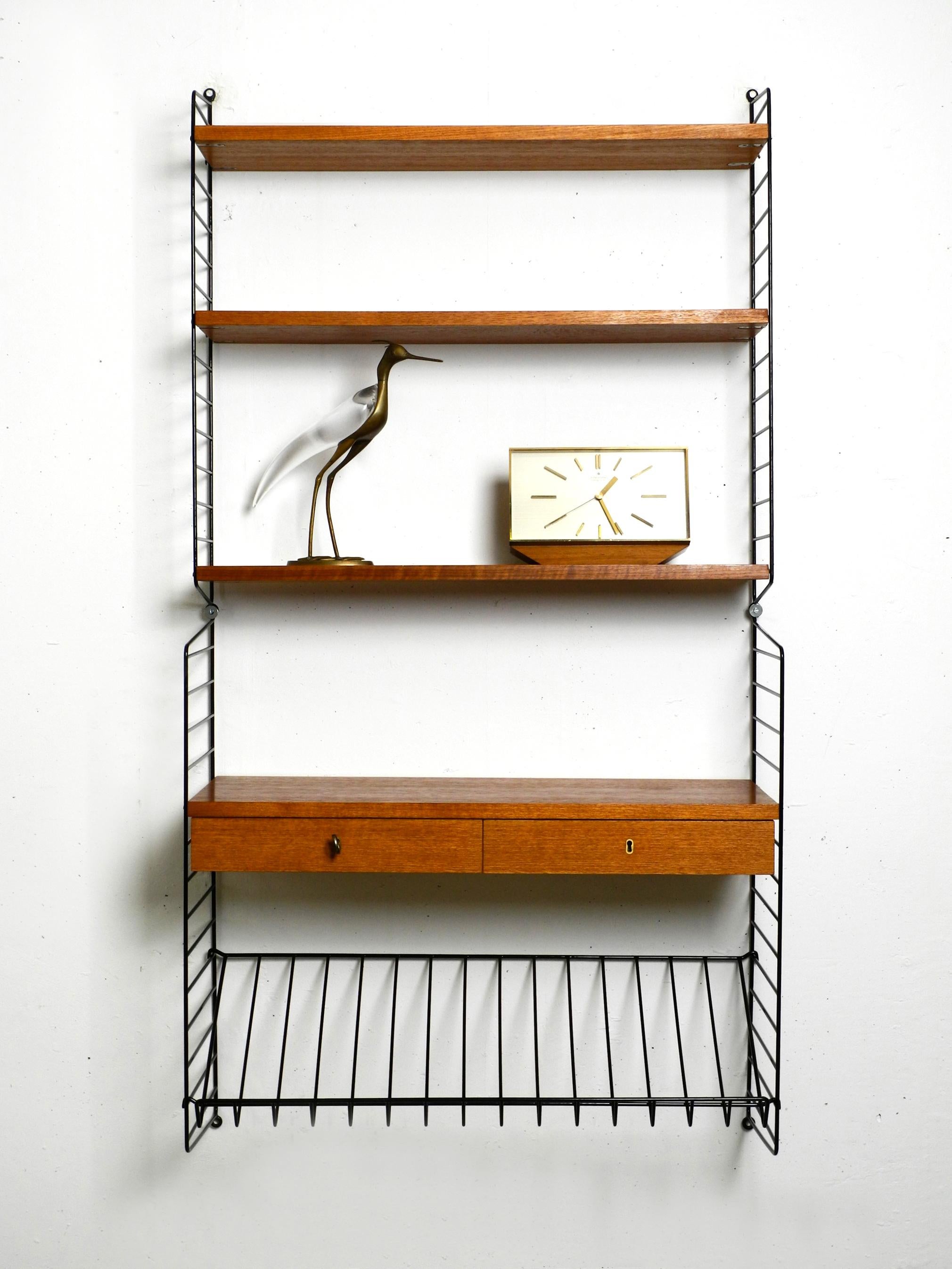 1960s Nisse Strinning Teak String Shelf with Drawers, Newspaper Rack and Shelves 13