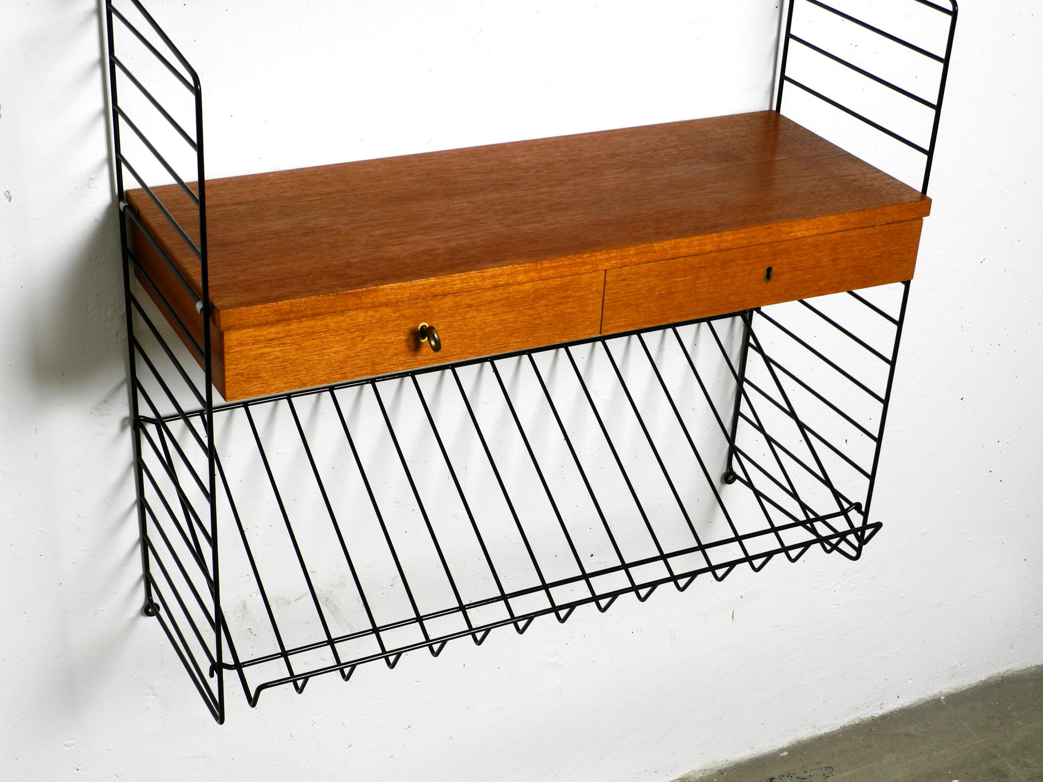 1960s Nisse Strinning Teak String Shelf with Drawers, Newspaper Rack and Shelves In Good Condition In München, DE