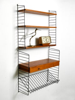 1960s Nisse Strinning Teak String Shelf with Drawers, Newspaper Rack and Shelves
