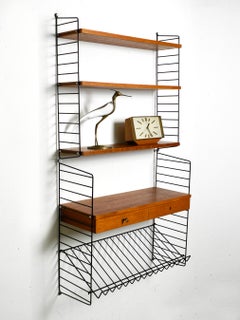 Vintage 1960s Nisse Strinning Teak String Shelf with Drawers, Newspaper Rack and Shelves