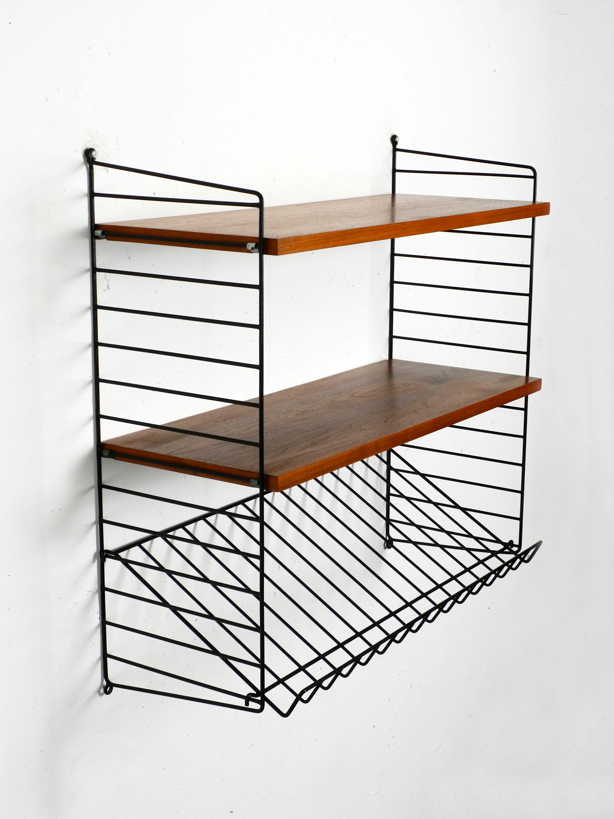 1960s Nisse Strinning teak string shelf with one magazine rack and two shelves 7