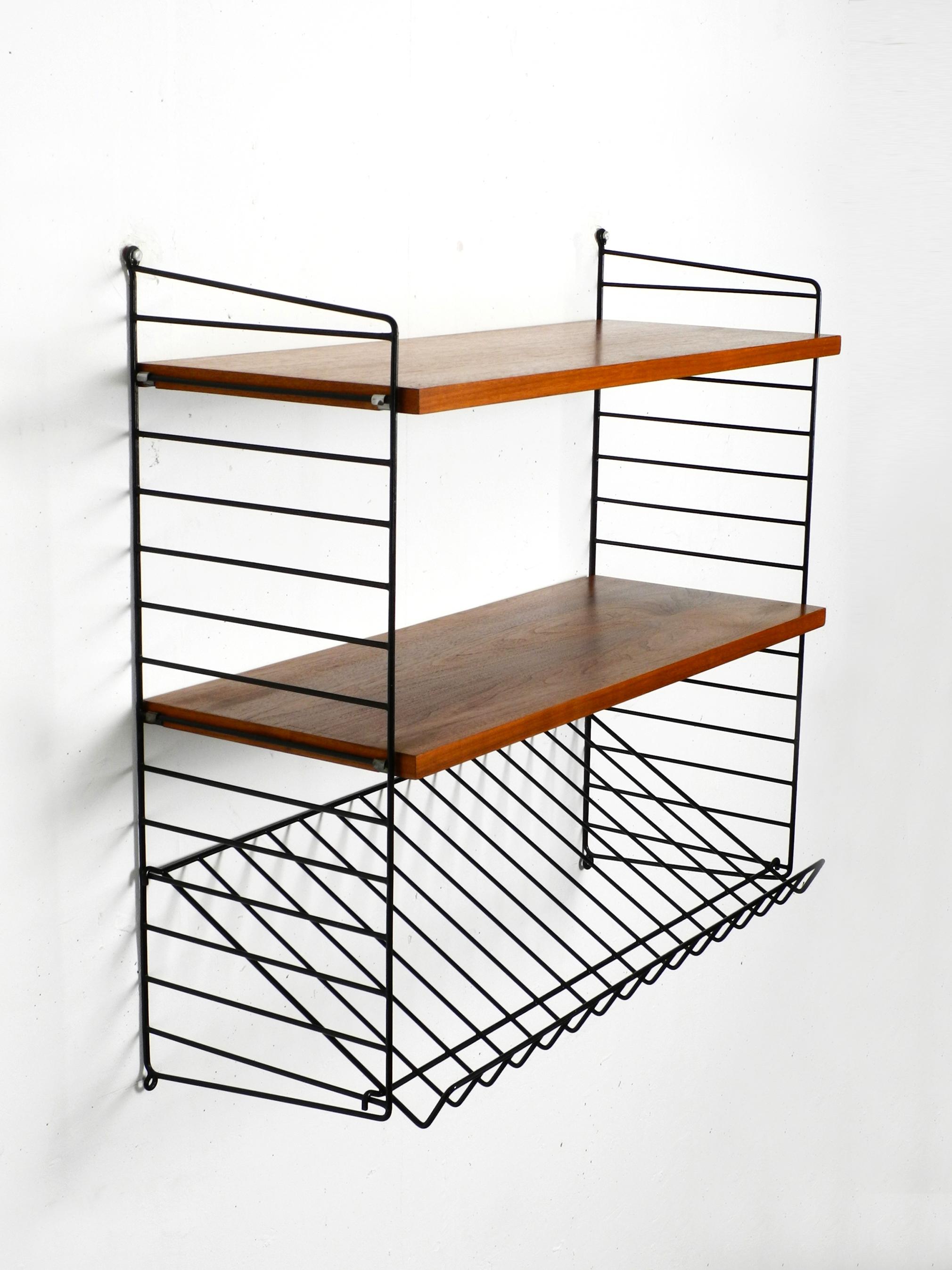 1960s Nisse Strinning teak string shelf with one magazine rack and two shelves In Fair Condition In München, DE