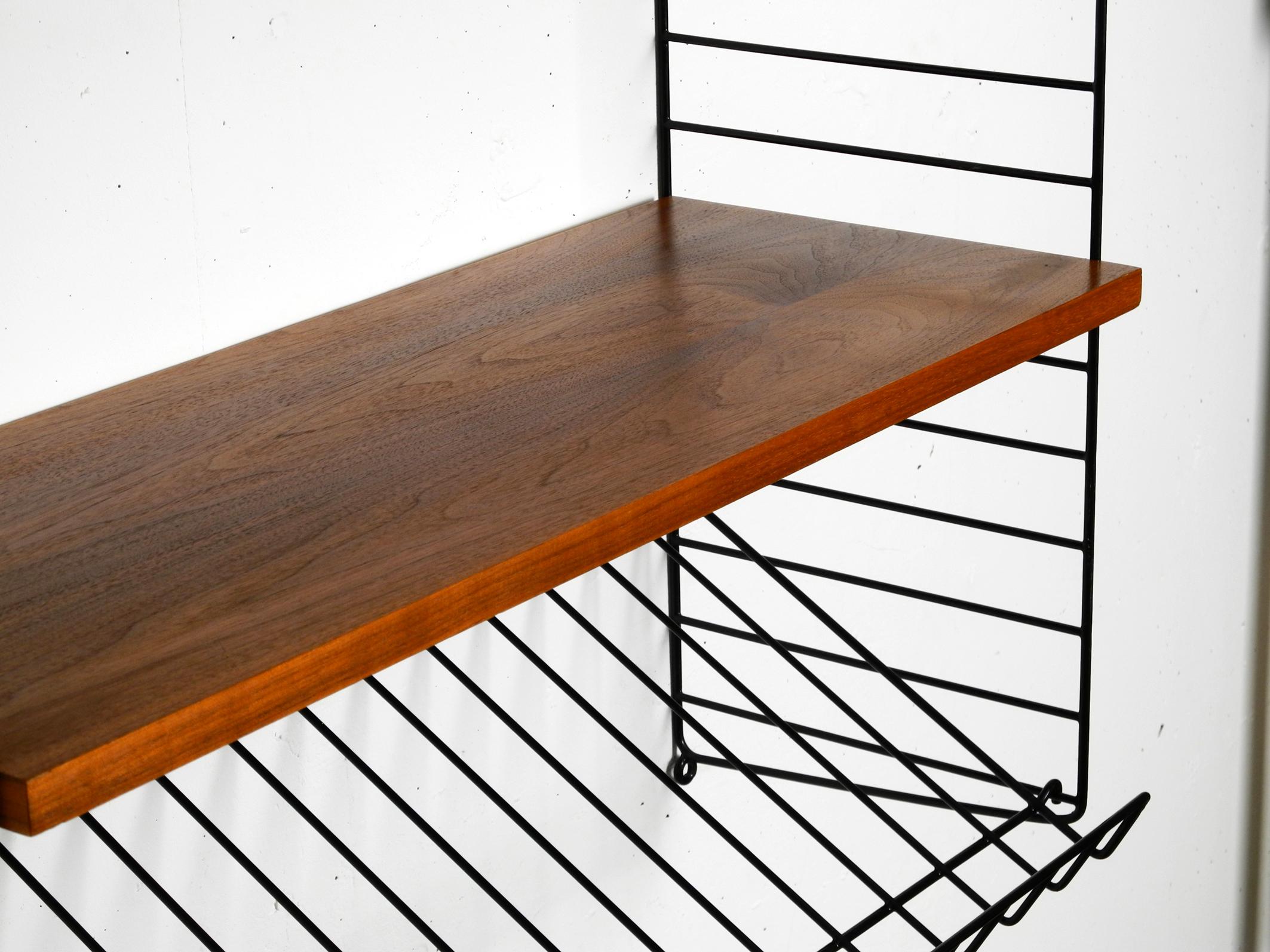1960s Nisse Strinning teak string shelf with one magazine rack and two shelves 2
