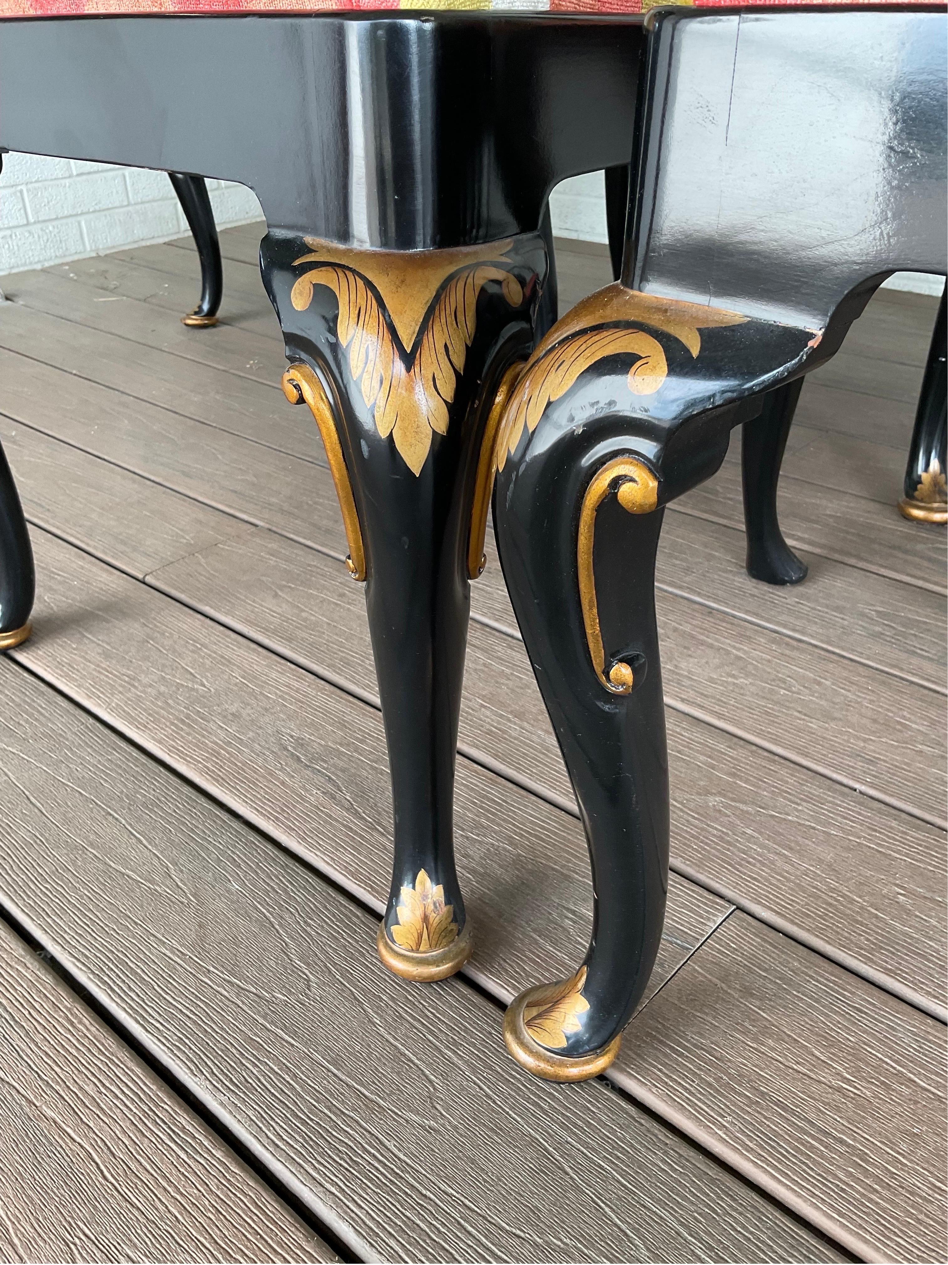 1960er Noble Homes Chinoiserie Esszimmerstühle von Baker Furniture - 6er Set (Lack) im Angebot