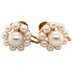 1960s Non Pierced Screw Back Akoya Pearl Earrings