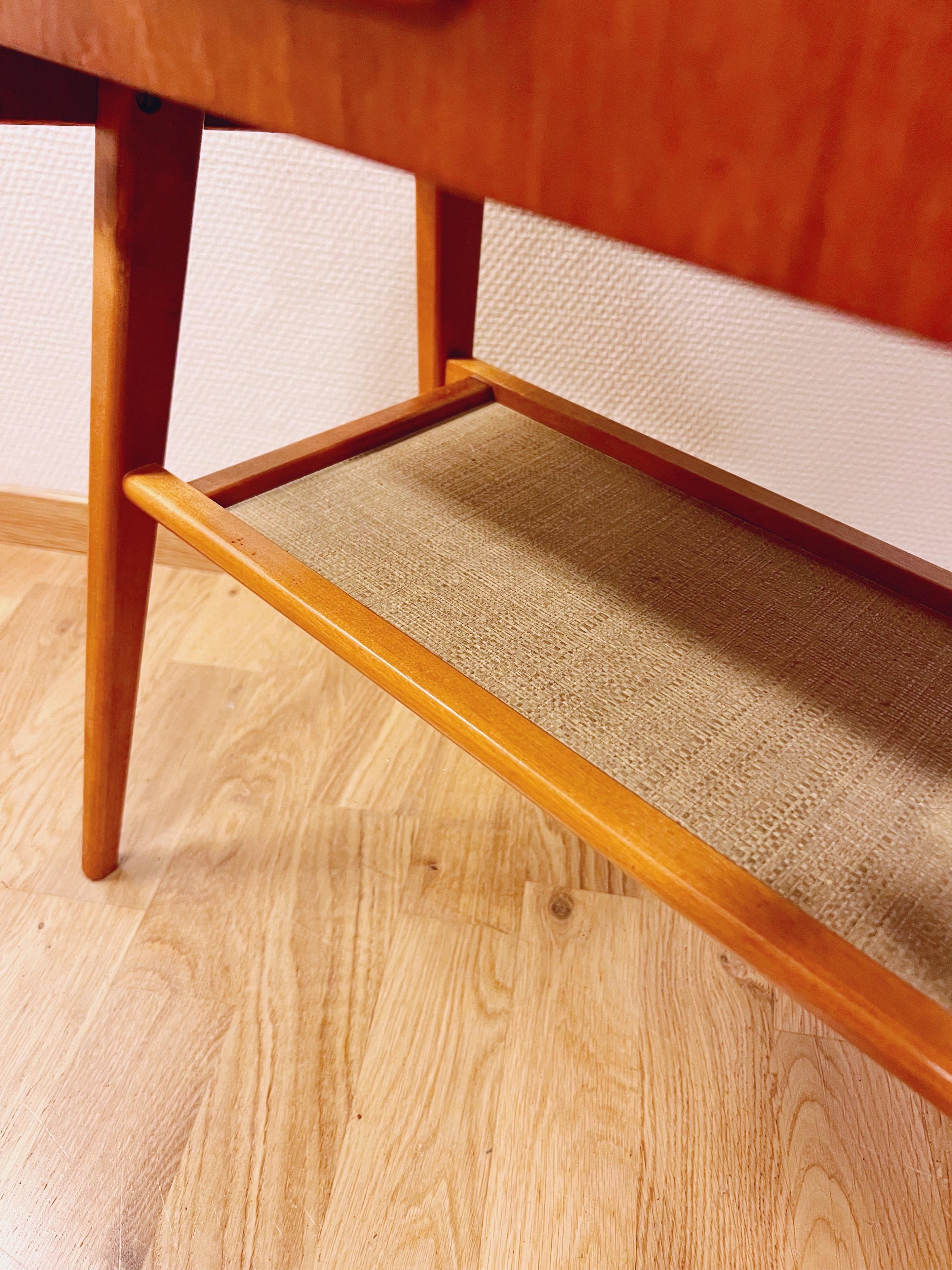 No.2 of 2 Danish/Nordic Teak Night Stand with woven rattan under shelf,  1960s For Sale 5