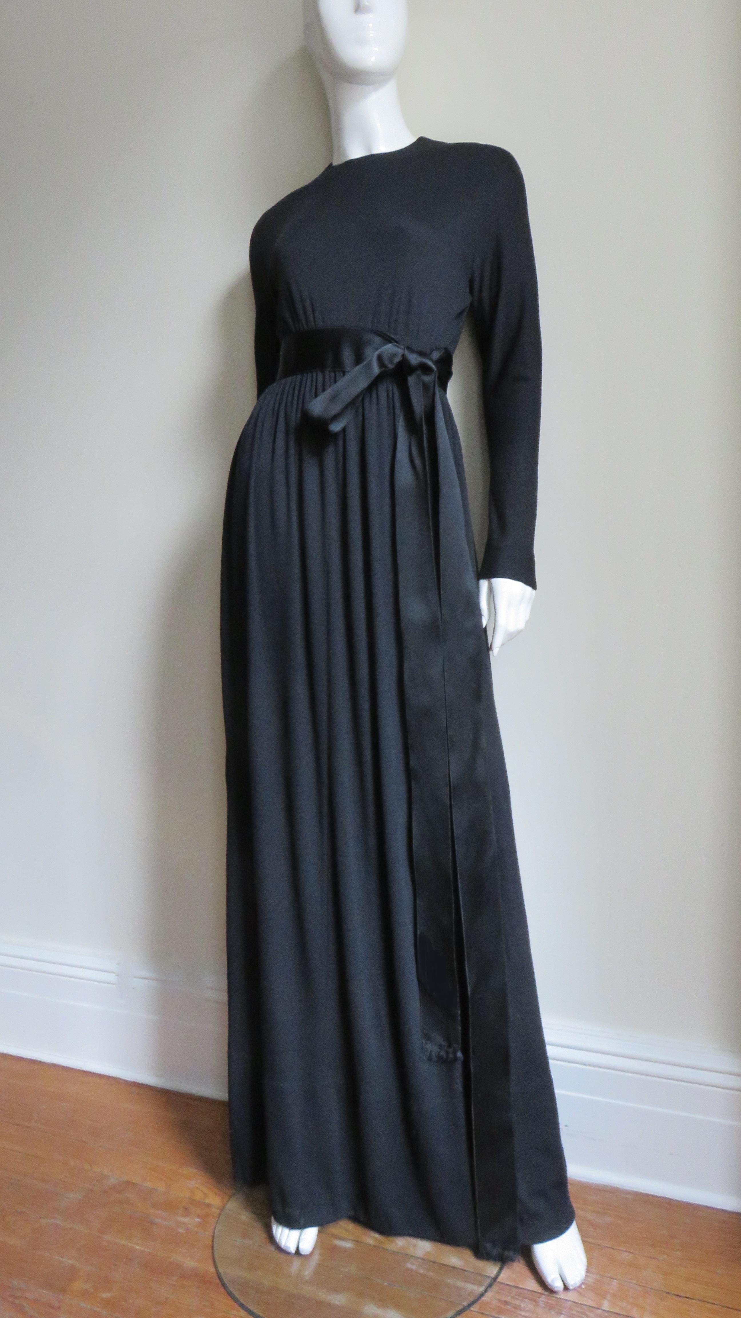 Black  Norman Norell Maxi Dress Gown 1960s For Sale