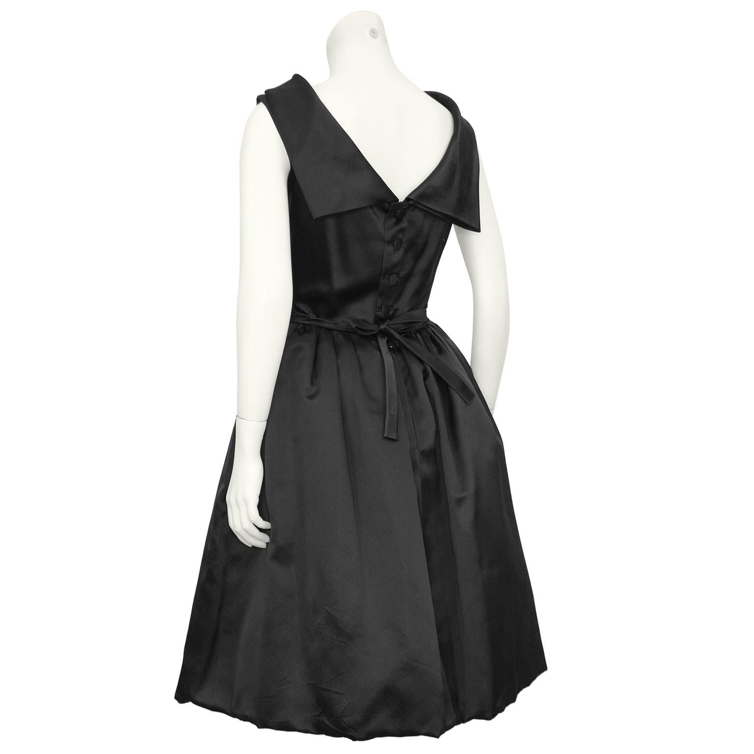 1960s Norman Norell Black Satin Dress In Good Condition For Sale In Toronto, Ontario