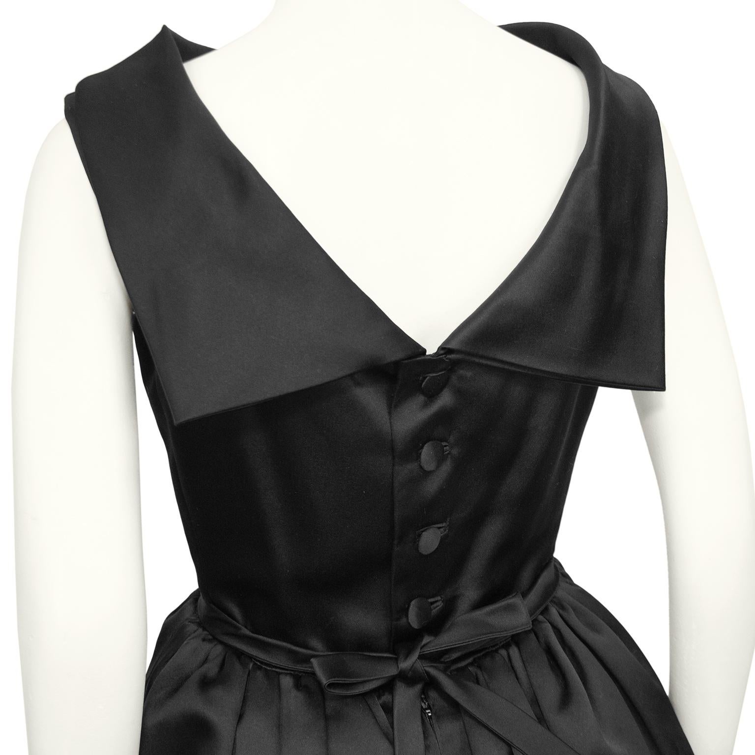 Women's 1960s Norman Norell Black Satin Dress For Sale