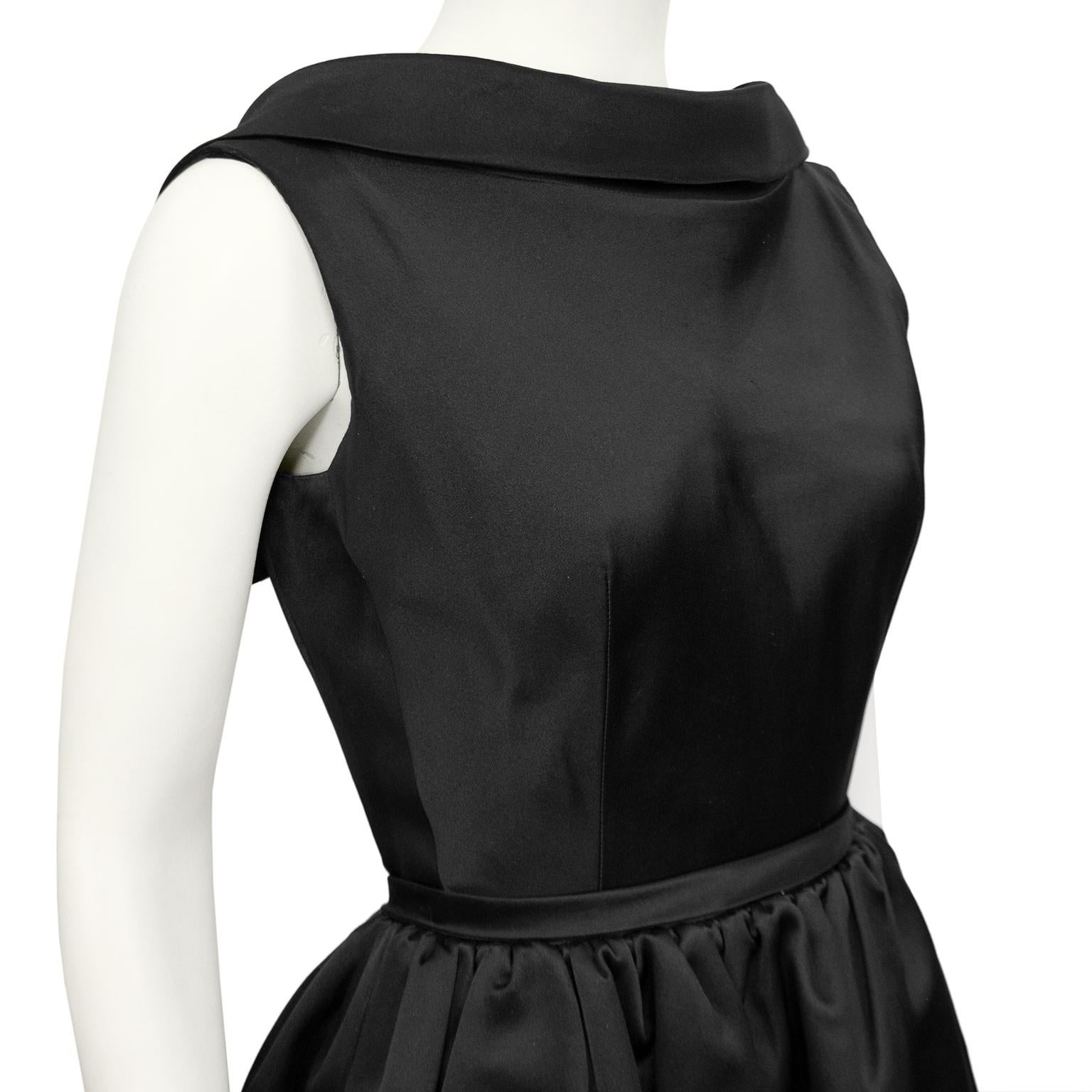 1960s Norman Norell Black Satin Dress For Sale 1