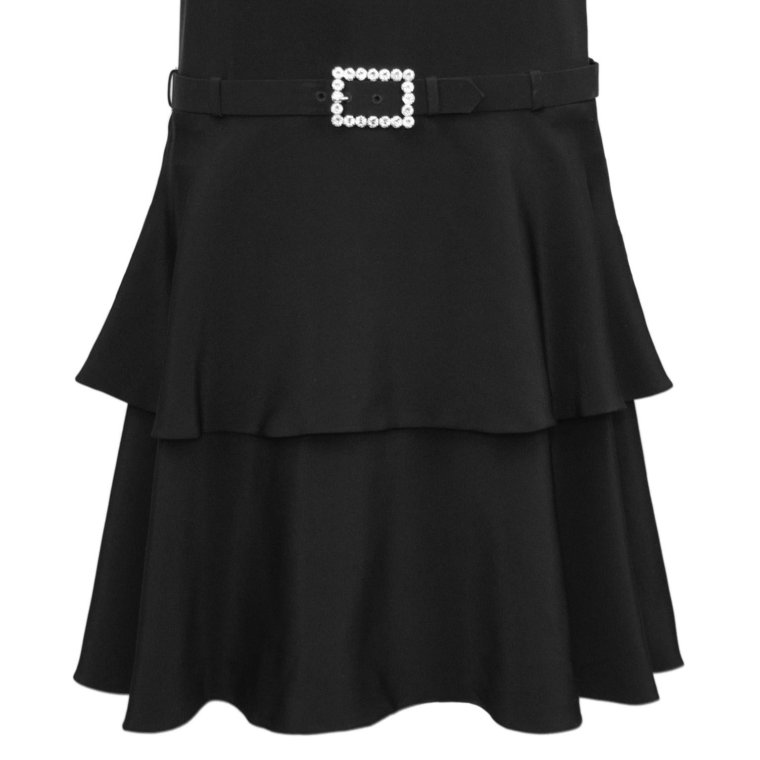 Women's 1960's Norman Norell Black Silk & Rhinestone Drop Waist Dress