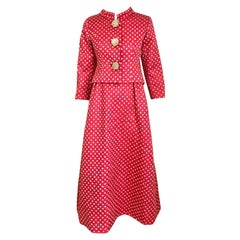 Norman Norell des années 1960  Maxi sans manches en soie rose  Robe  et veste 