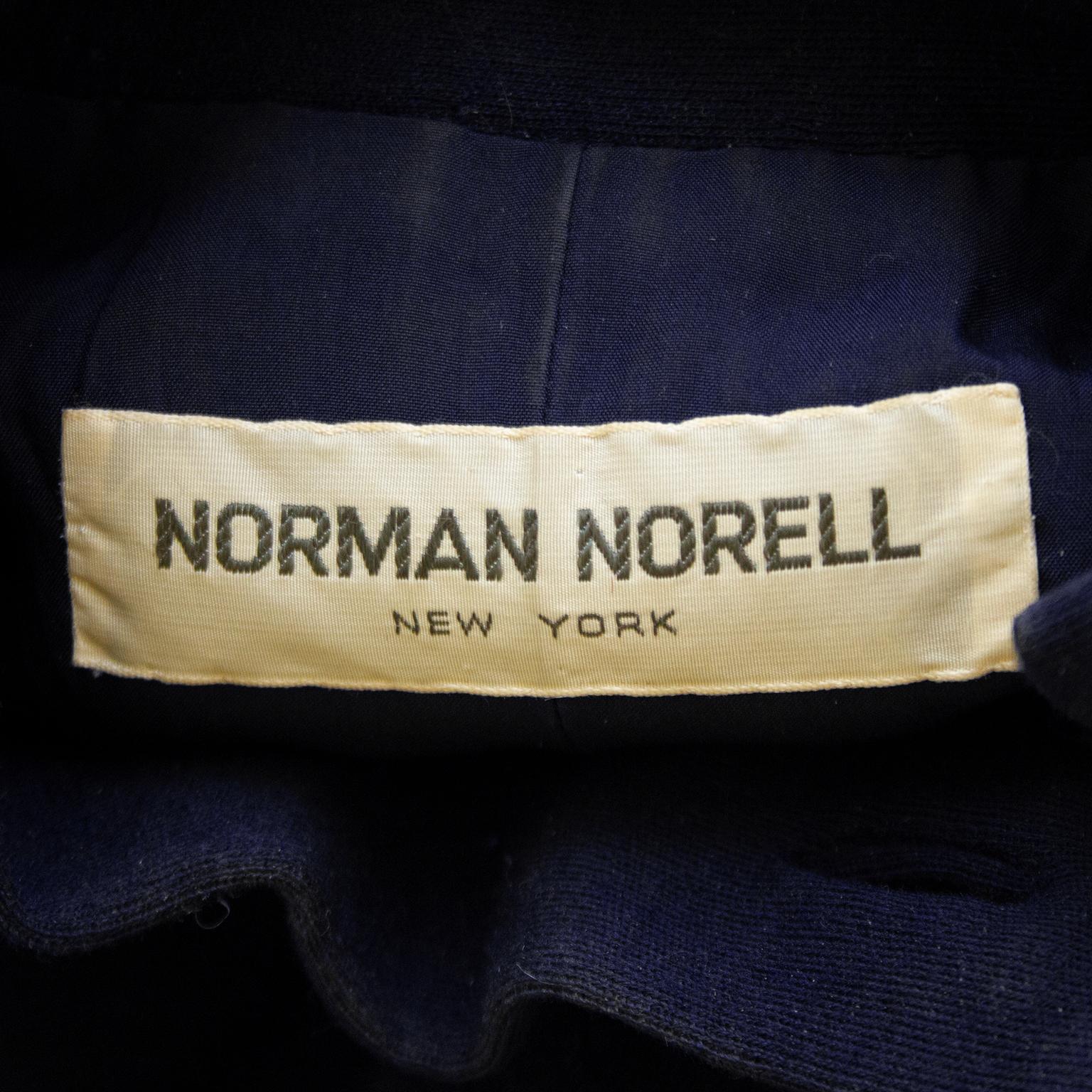 1960s Norman Norell Navy Blue Wool Shift Dress  1