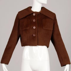 Veste courte vintage en laine marron Norman Norell des années 1960
