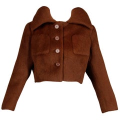 Veste courte vintage en laine marron Norman Norell des années 1960