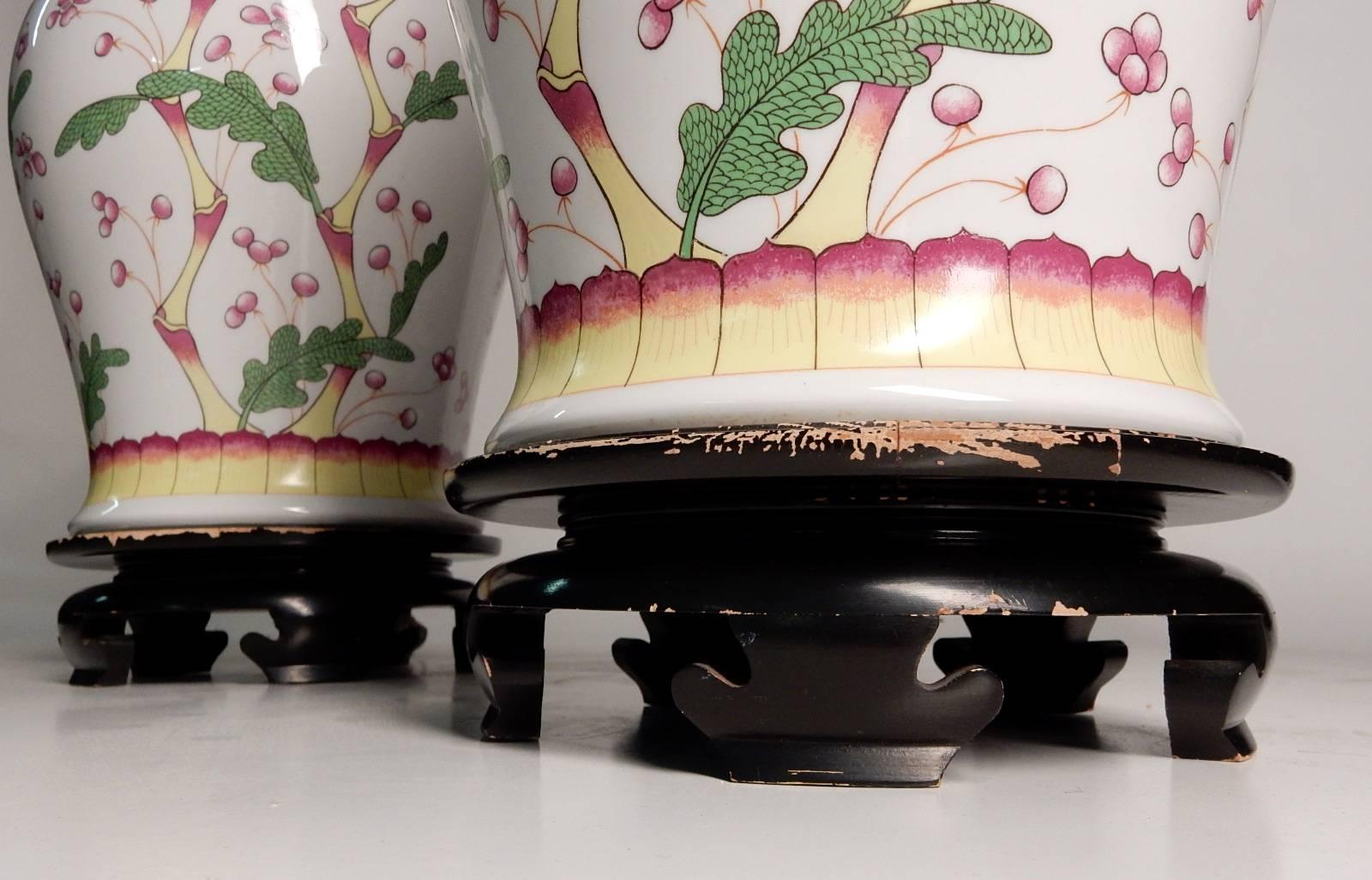 Asiatische Chinoiserie- Ingwerglas-Lampen, Norman-Perry, 1960er Jahre im Zustand „Gut“ im Angebot in Las Vegas, NV