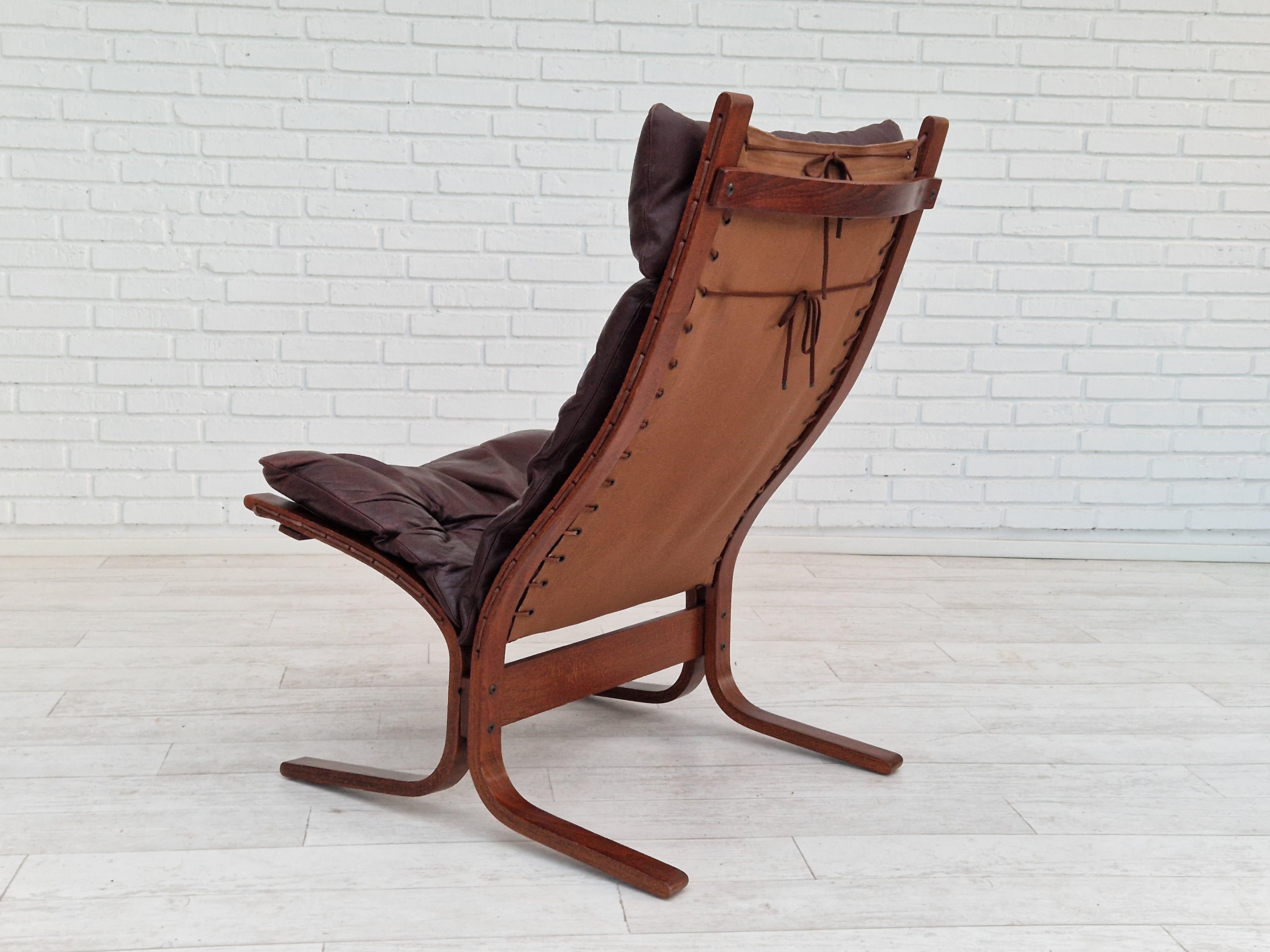 Cuir Années 1960, design norvégien, chaise longue 
