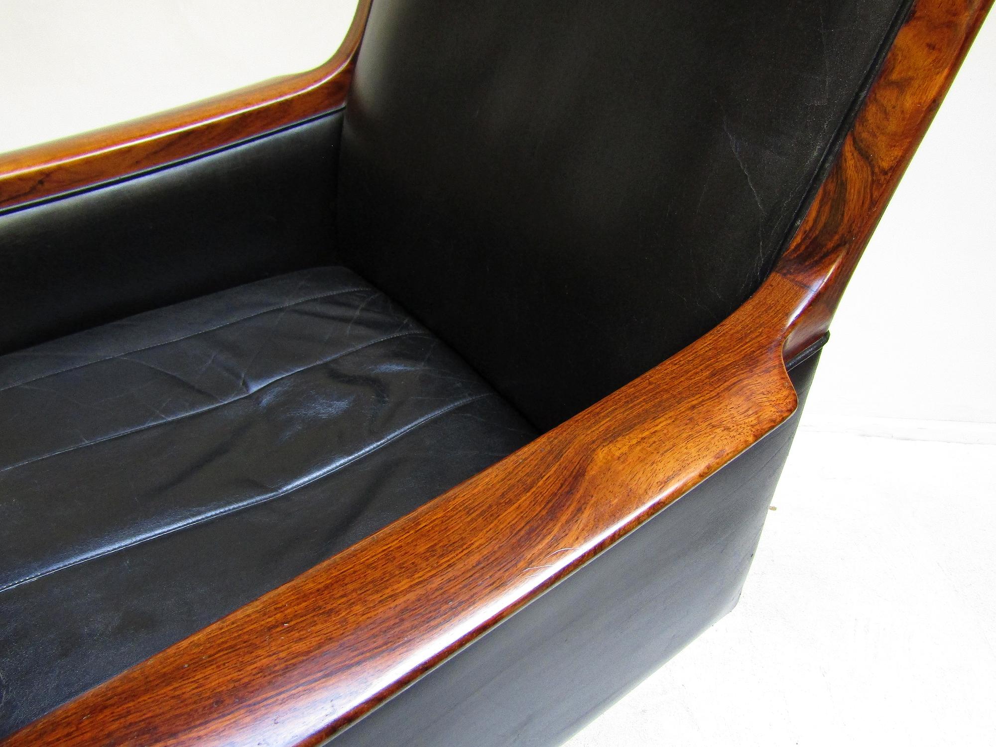 1960s Minerva Executive Swivel Chair in Leather & Rosewood by Torbjorn Afdal For Sale 4