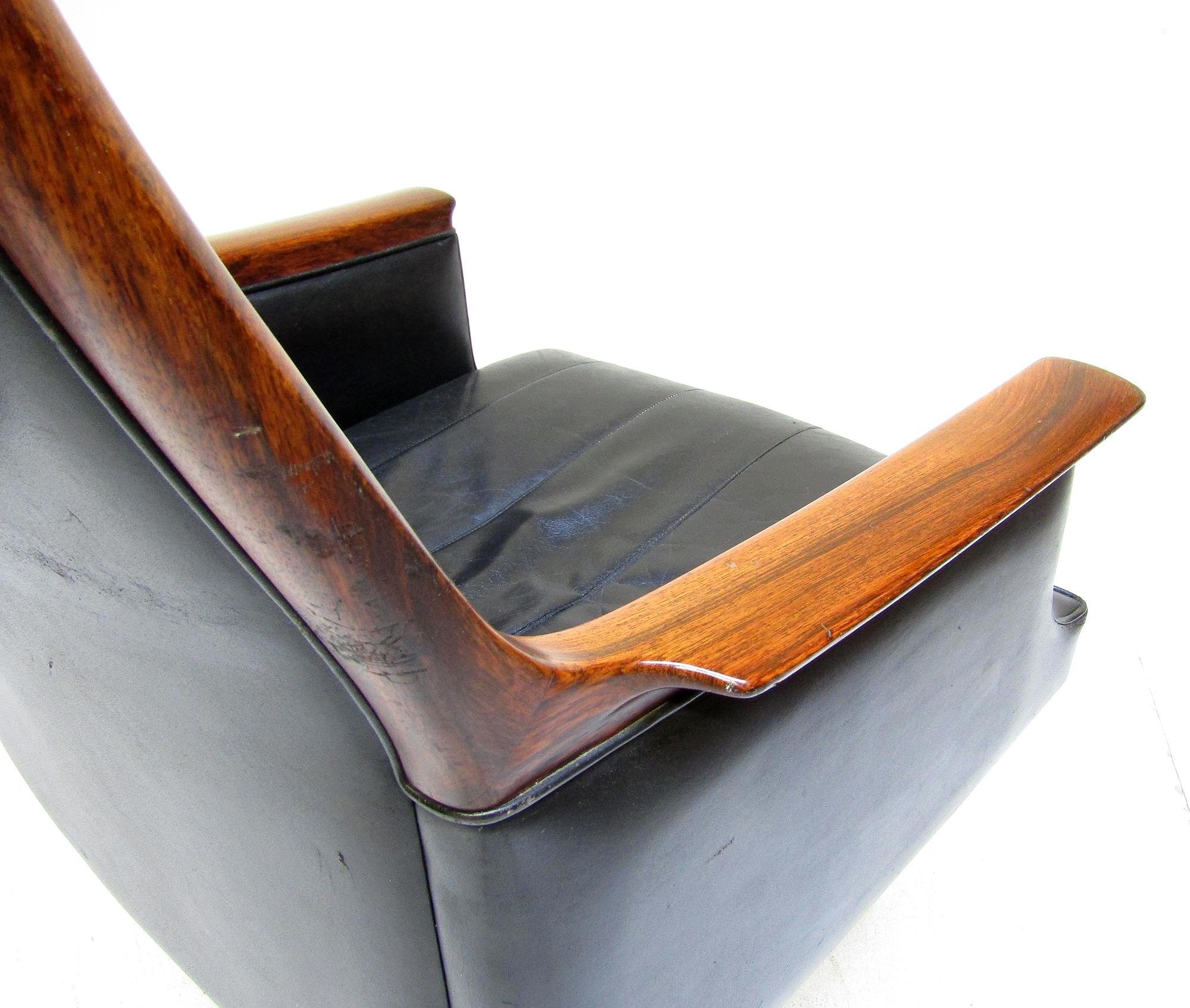 1960s Minerva Executive Swivel Chair in Leather & Rosewood by Torbjorn Afdal For Sale 6