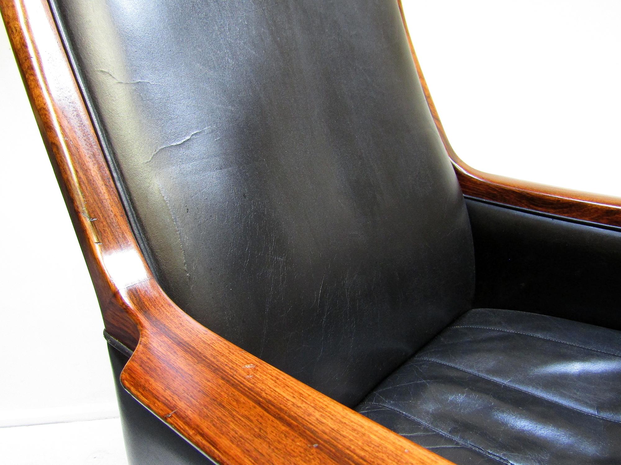 1960s Minerva Executive Swivel Chair in Leather & Rosewood by Torbjorn Afdal For Sale 9