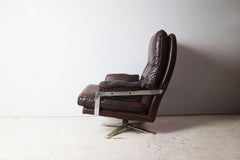 1960s Norwegian Leather and Chrome Lounge Chair by Arne Norell for Vatne Møbler