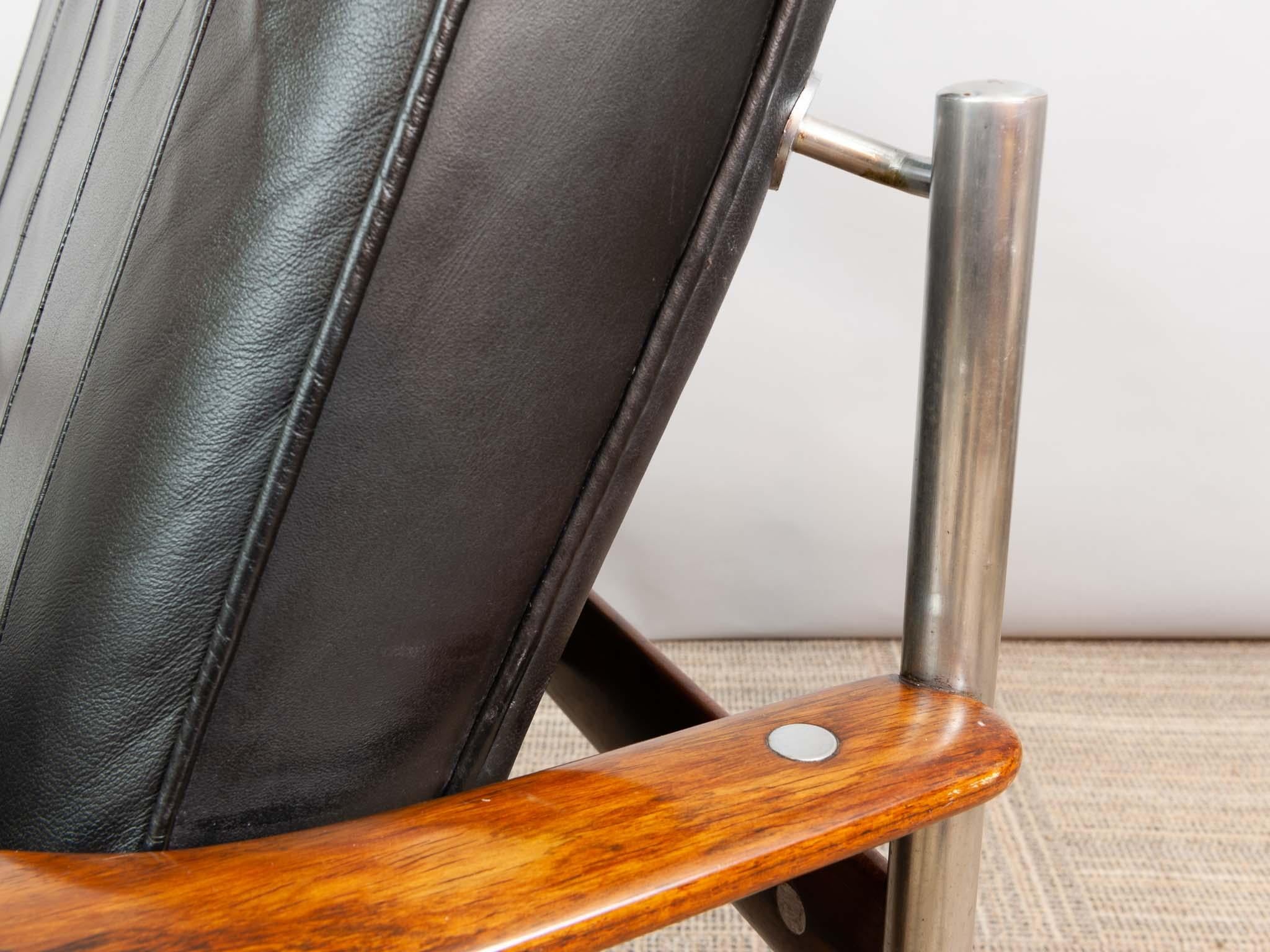 1960s Norwegian Leather Rosewood Lounge Chair Sven Ivar Dysthe for Dokka Mobler 7