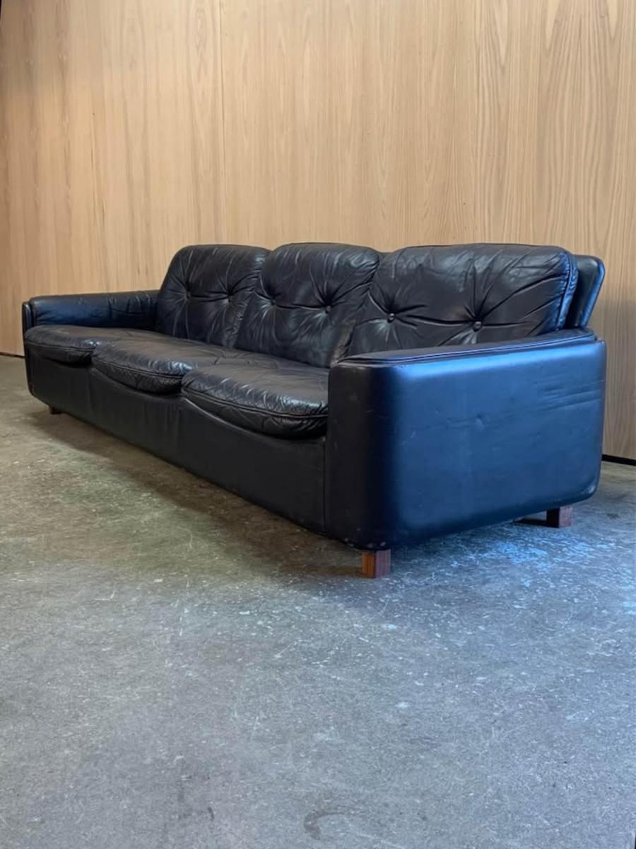 Mid-Century Modern 1960s Norwegian Rosewood and Leather Sofa