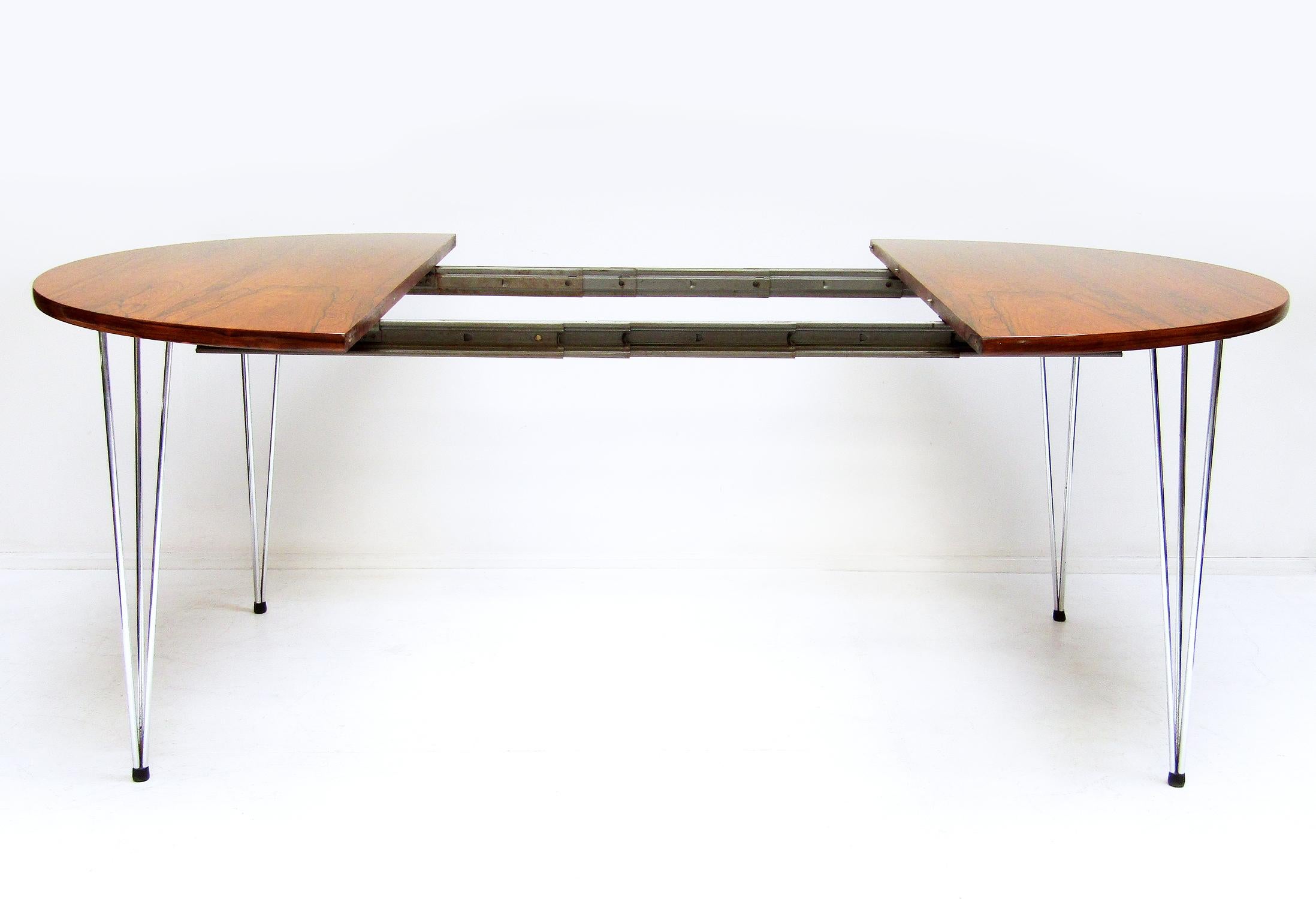 1960s Norwegian Rosewood & Chrome Extending Dining Table by Hans Brattrud 3