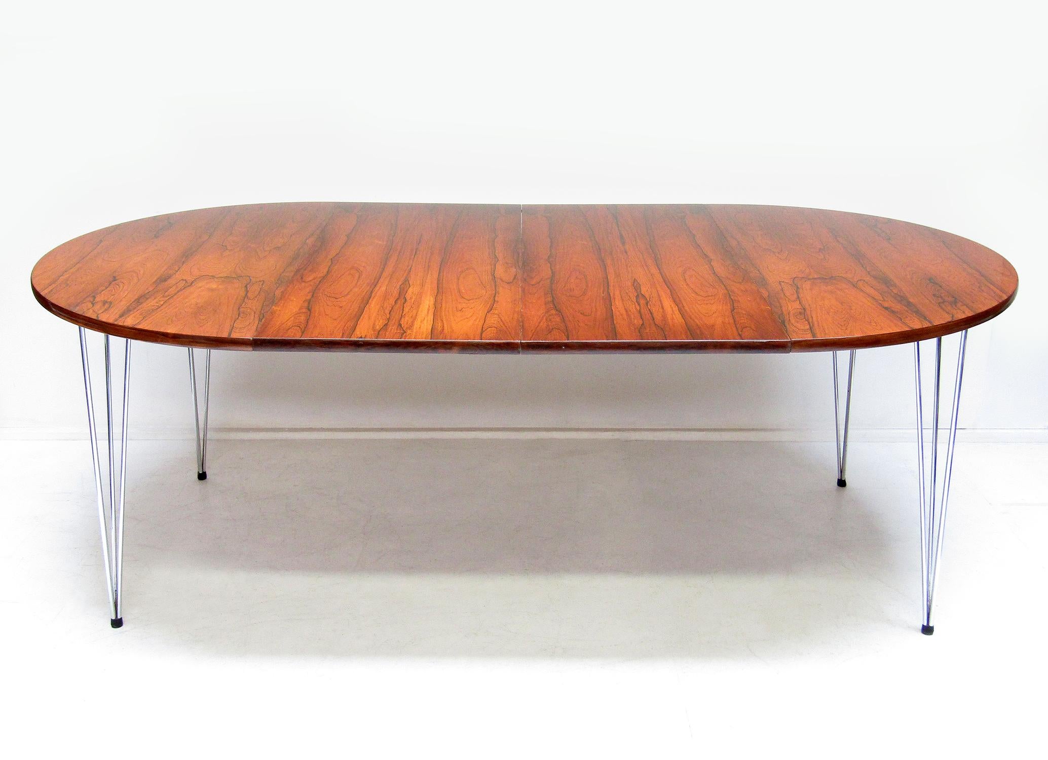 Mid-Century Modern 1960s Norwegian Rosewood & Chrome Extending Dining Table by Hans Brattrud