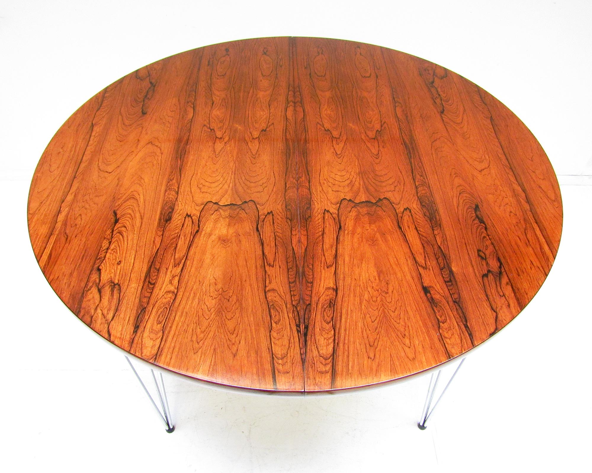 1960s Norwegian Rosewood & Chrome Extending Dining Table by Hans Brattrud In Good Condition In Shepperton, Surrey
