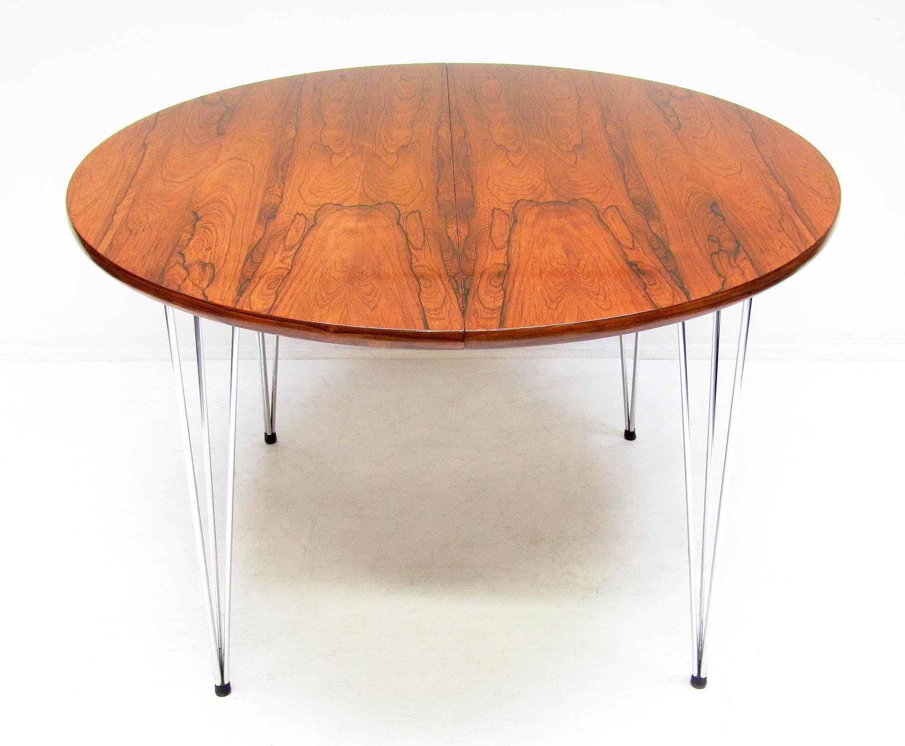 20th Century 1960s Norwegian Rosewood & Chrome Extending Dining Table by Hans Brattrud