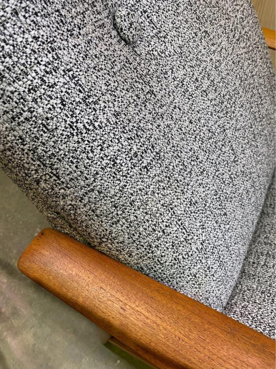 1960s Norwegian Teak Reclining High Back Lounge Chair and Ottoman 1