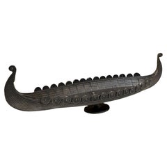 1960s Norwegian Tinn Viking Ship Decorative Art Bowl OSEBERGSKIPET Oseberg Ship