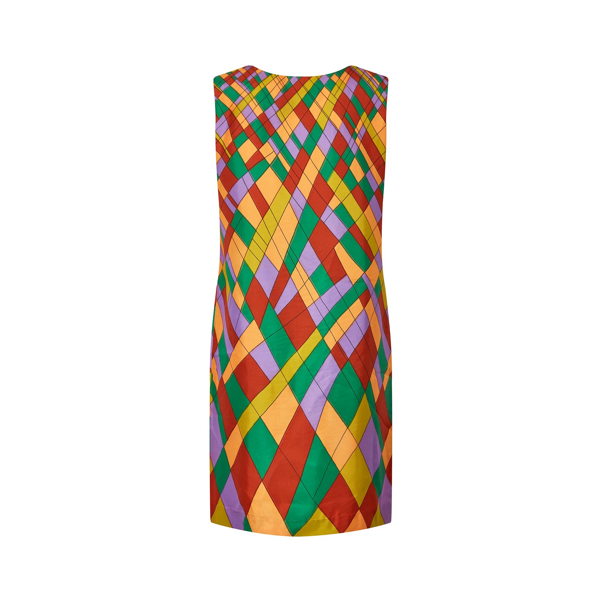 1960s Novelty Stainglass Window Shift Dress In Excellent Condition For Sale In London, GB