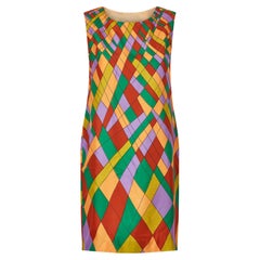 Novelty Stainglass Window Shift Dress de los años 60