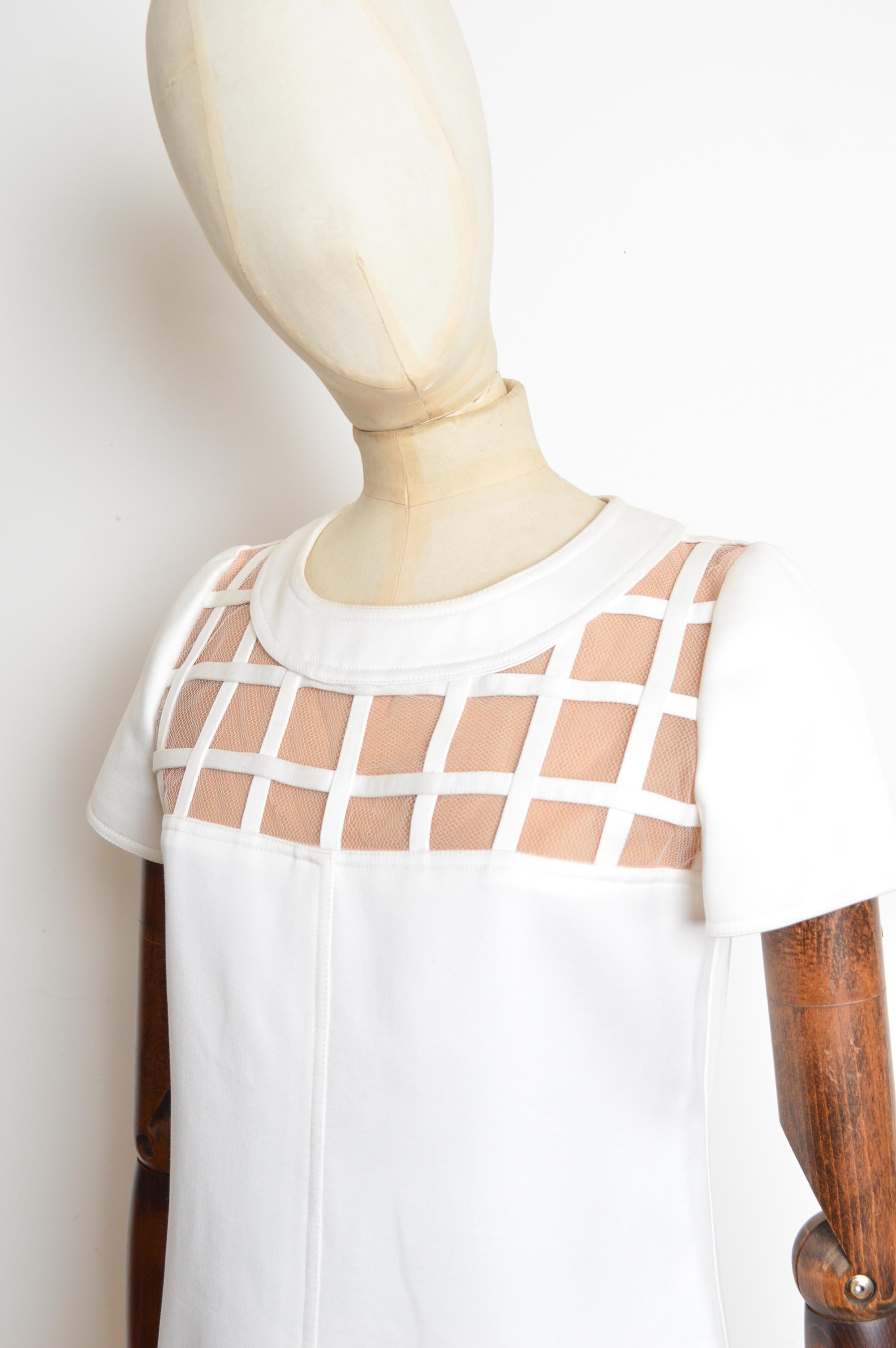 1960er Jahre Nummeriertes Andre COURRÈGES Vintage space age white mod mini dress im Angebot 2