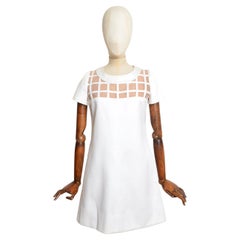 1960s Numbered Andre COURRÈGES Vintage space age white mod mini dress